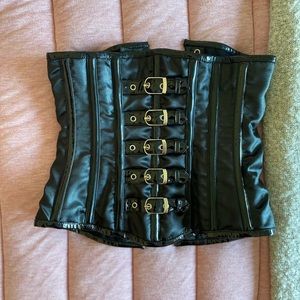 Black leather corset by Burleska 🍒 sold